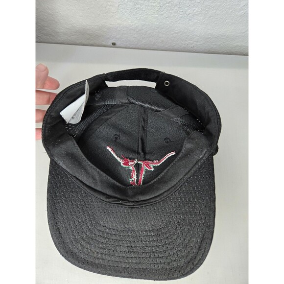 Longhorn Hat Cap Strap Back Black Mesh Embroidered Bull Horns Mens One Size - Picture 6 of 8